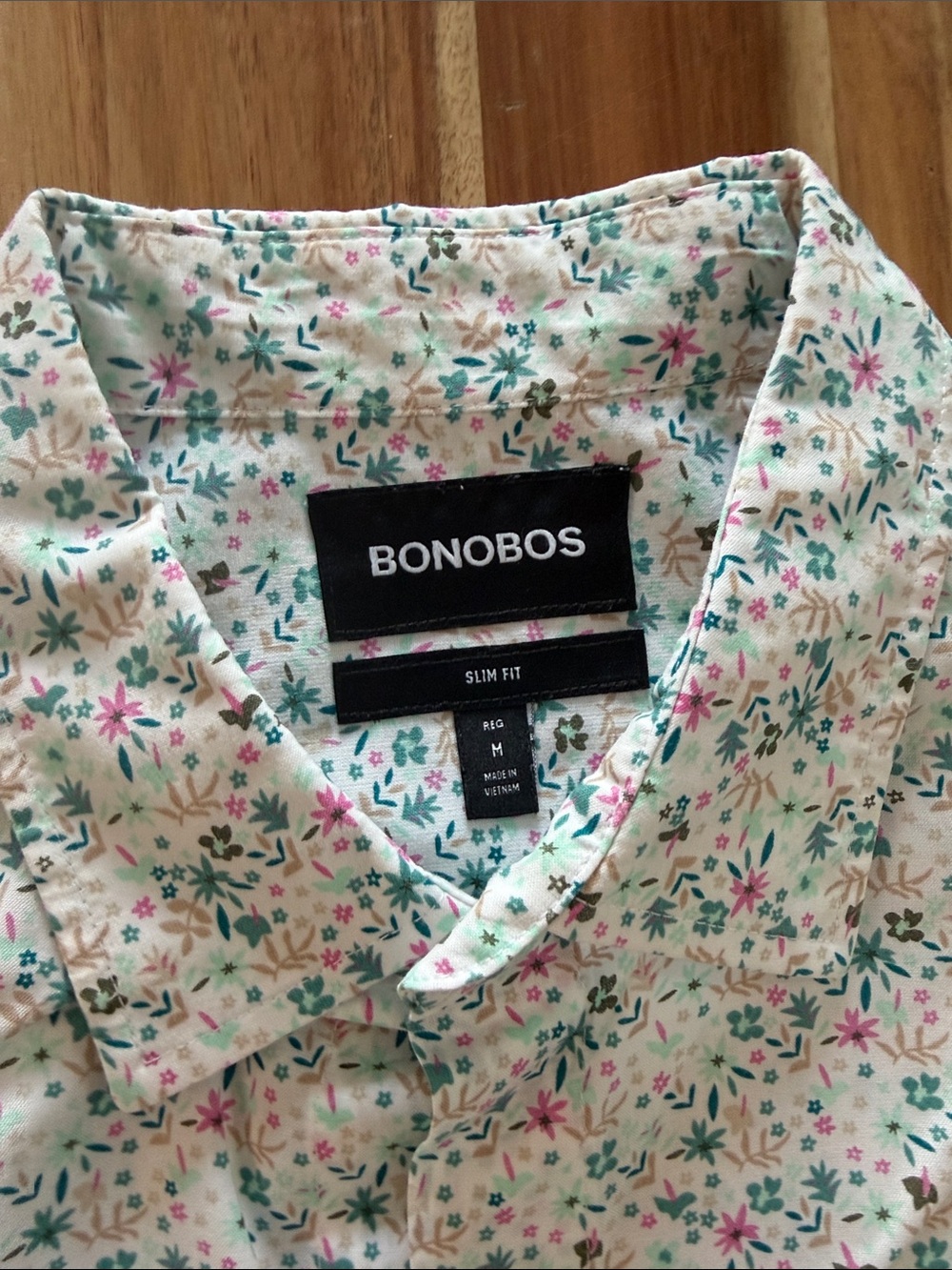 Bonobos White Short-Sleeve Floral Button-Down with Pink & Green Accents - Picture 2 of 3